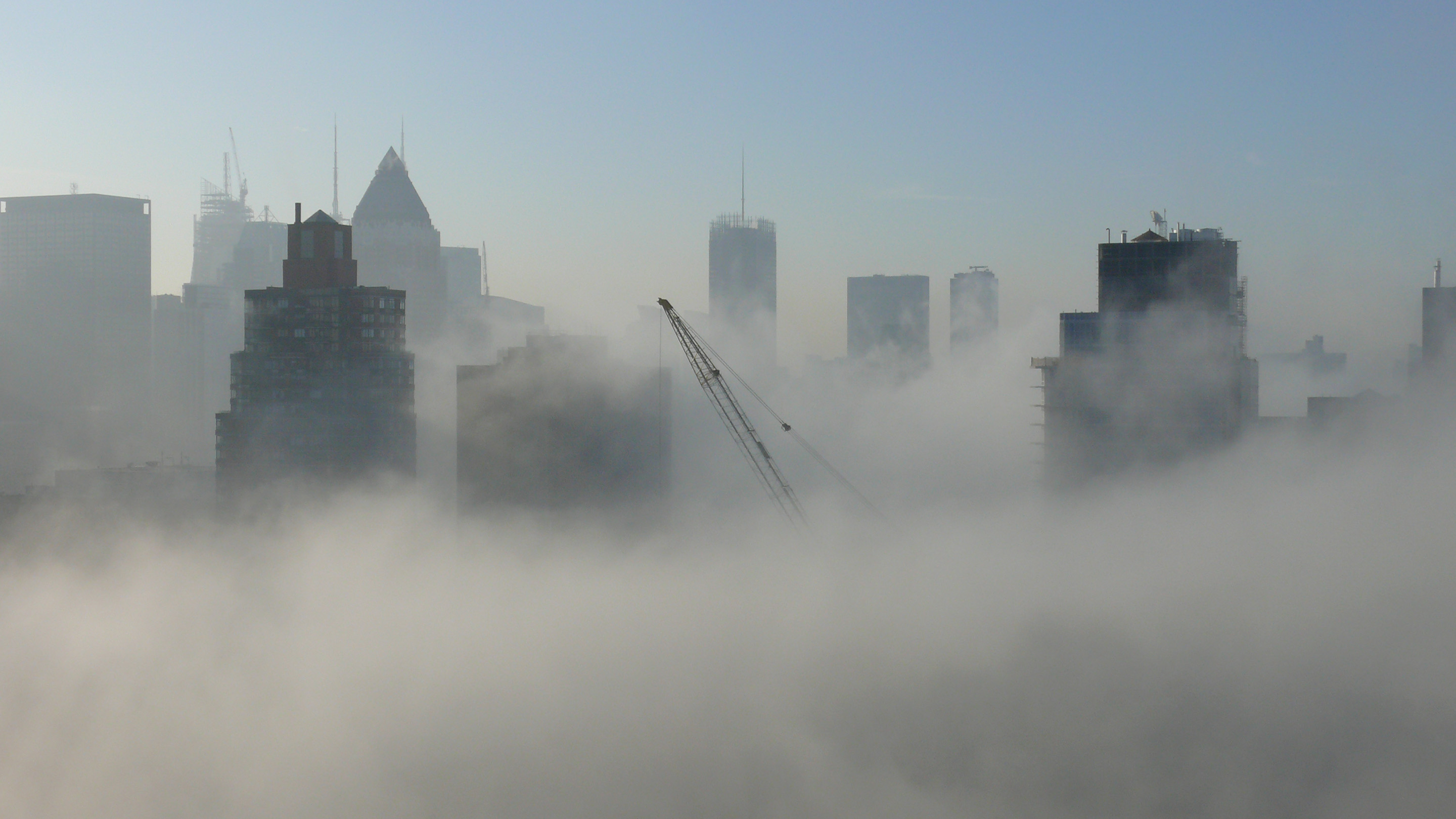 Misty skyline in New York City